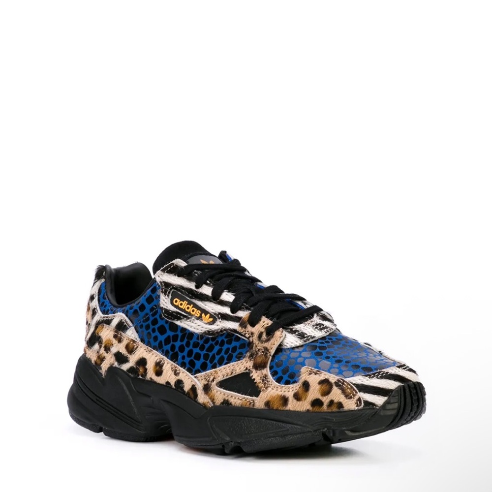 Adidas Leopard Print Sneakers with Blue Accents